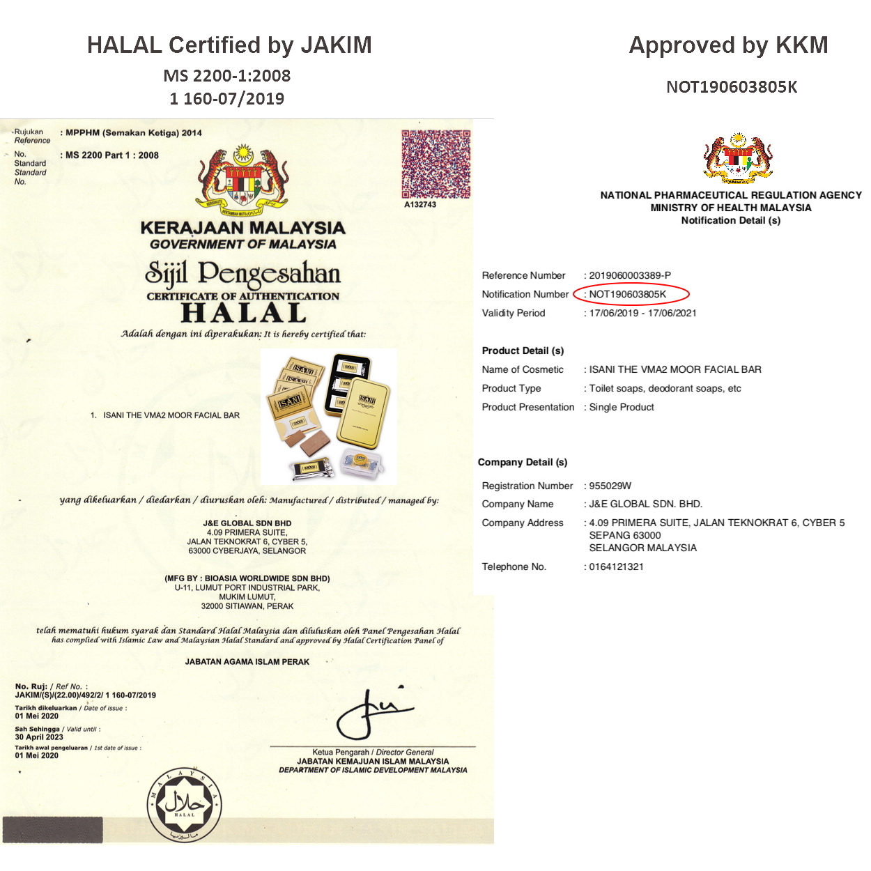 ISANI Halal and KKM certs
