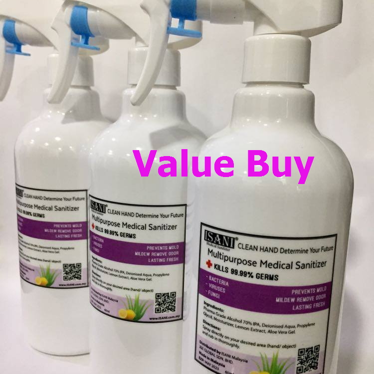 ISANI Multipurpose Medical Sanitizer 5Lx3 bottles- cut value buy